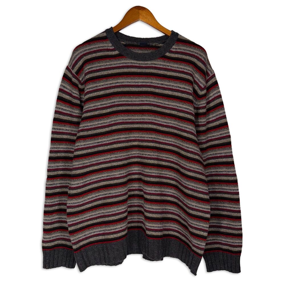 Vintage Y2K Gap 100% Lambswool Striped Sweater Men’s XXL Grunge Grandpa